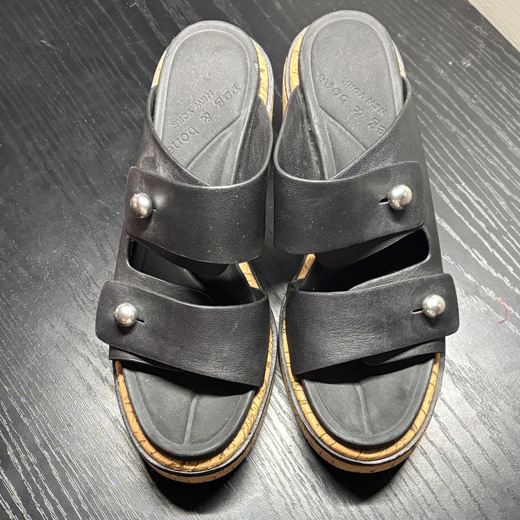 Rag & Bone Black Sandals With Silver Accents